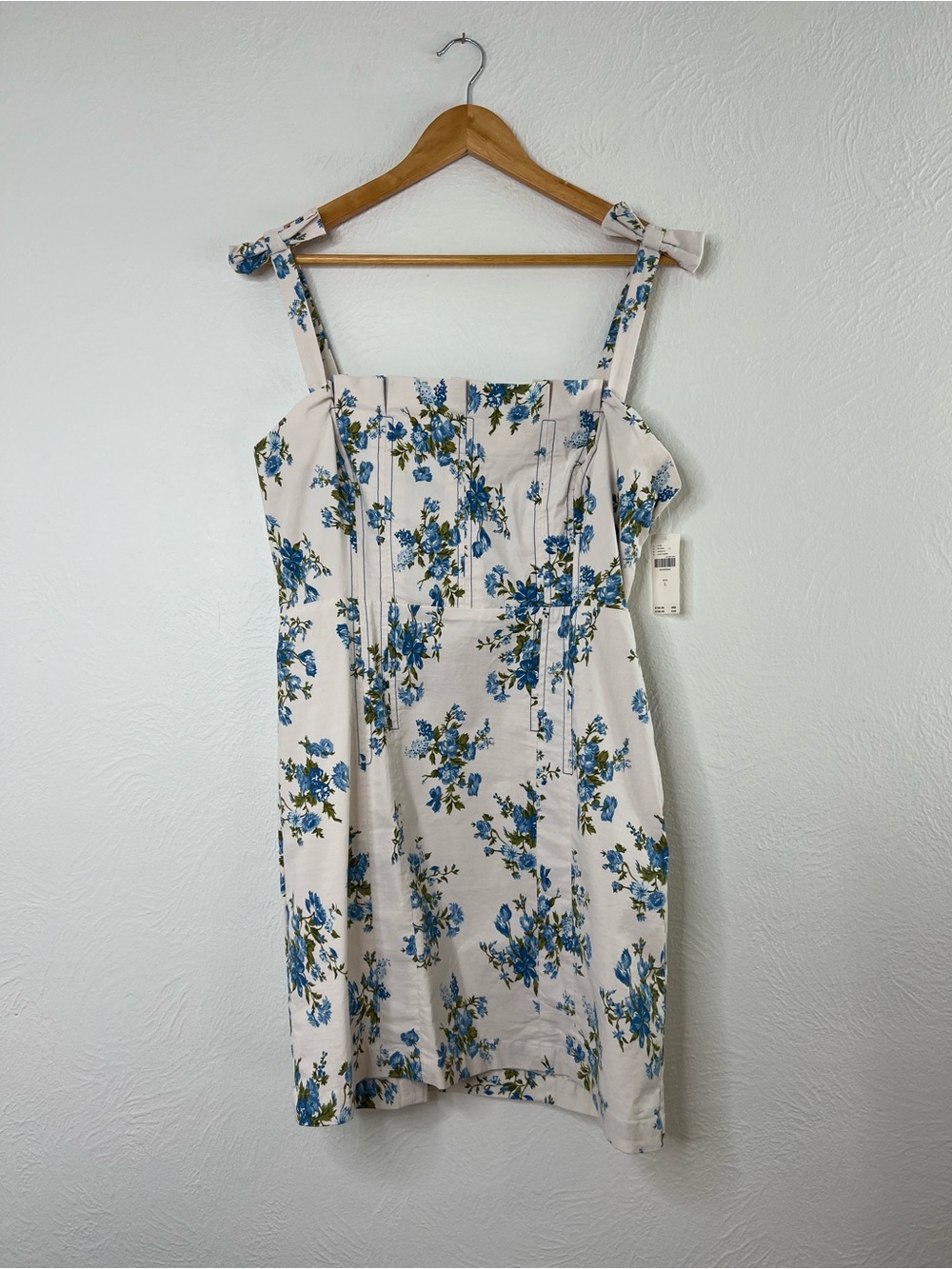 Anthropologie Blue Floral with Bow Details Sundress size Large NWT